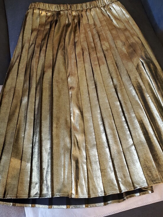 Dresses & Skirts - Metallic Dusty Gold Pleated Skirt